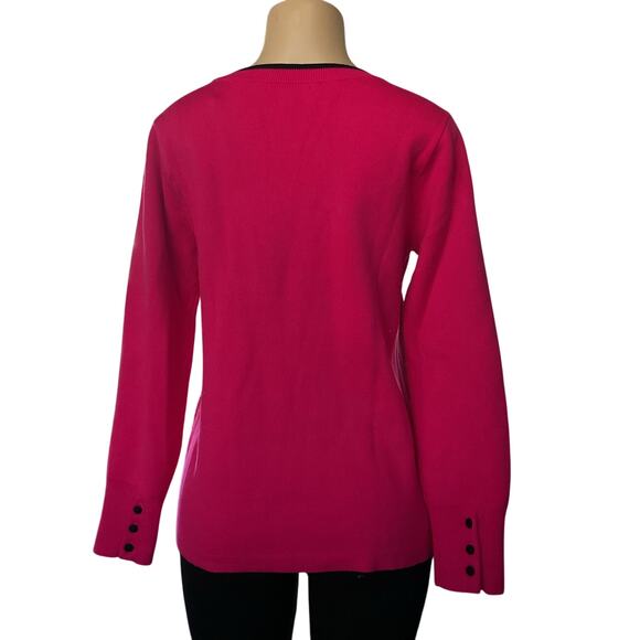 Karl Lagerfeld Paris Hot Pink Eiffel Tower Sweater – Size M - Picture 2 of 9